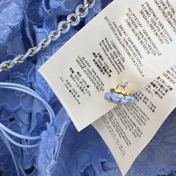 Zimmermann Blue Lace Mini Dress Long Sleeve Floral Lace Belted Dress - Picture 8 of 9